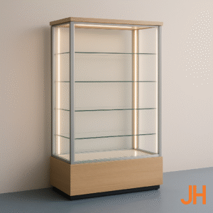 Vitrina comercial moderna que muestra un diseño limpio