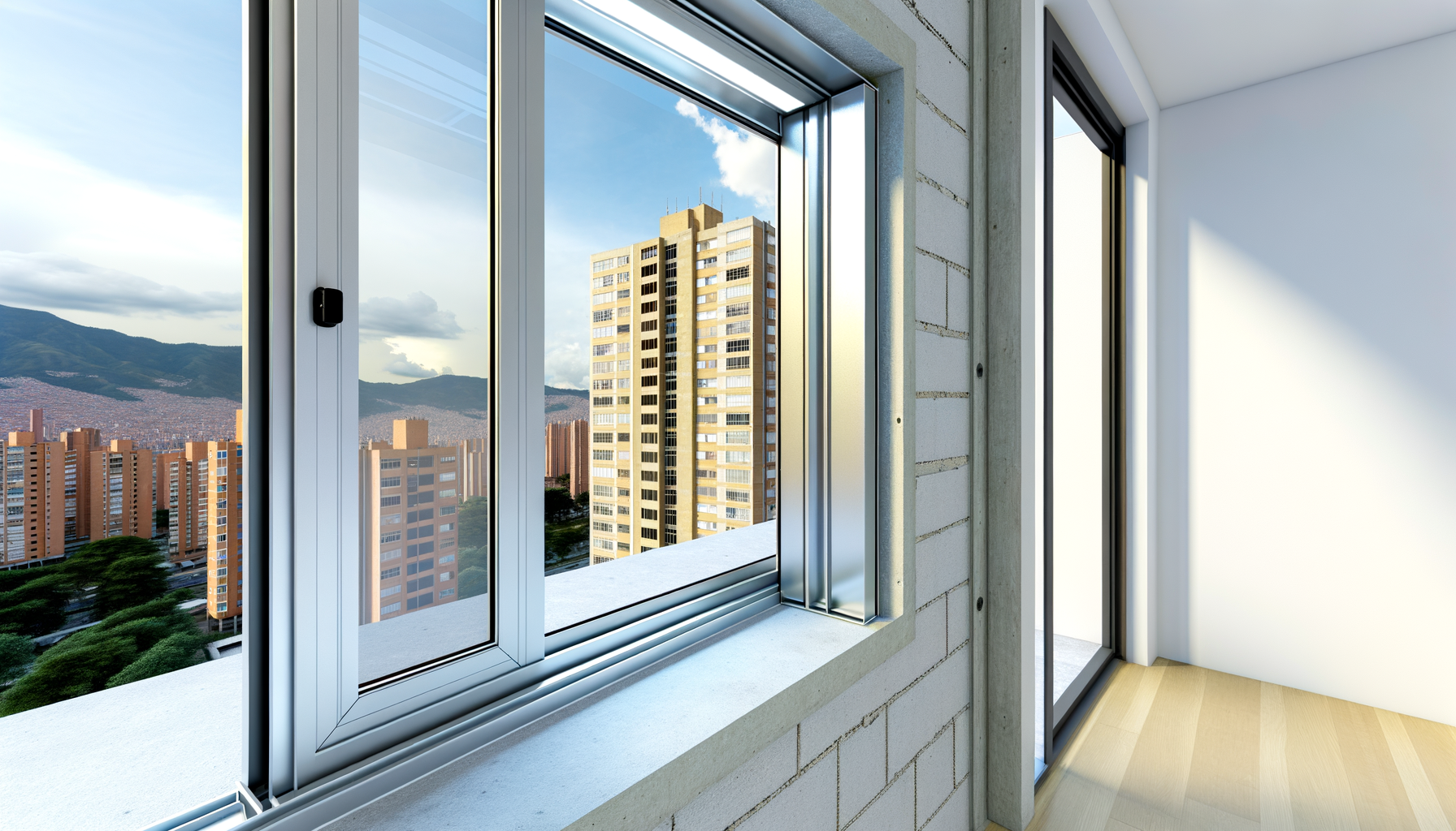Ventanas de aluminio modernas en edificio colombiano