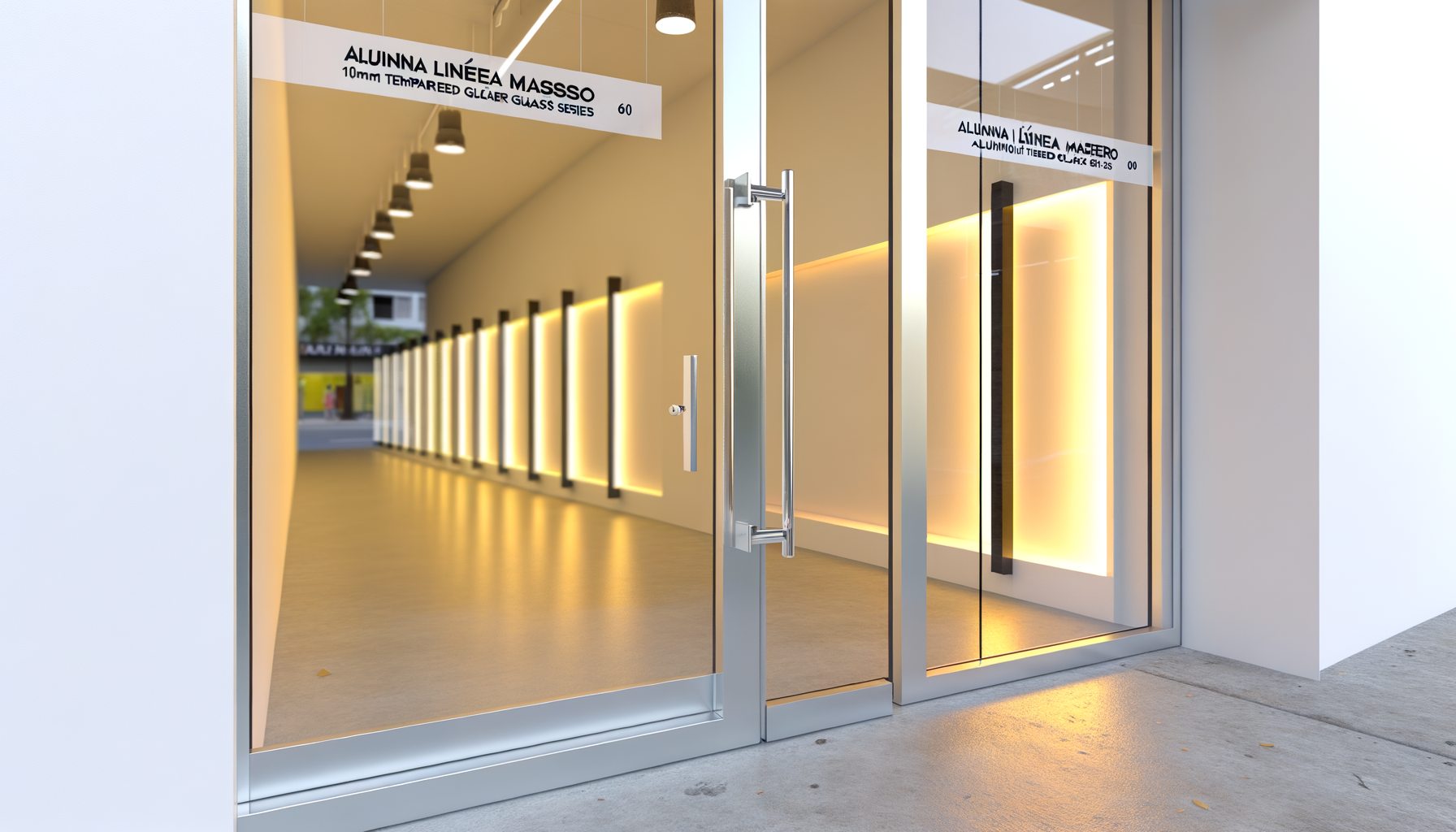 Fachada comercial moderna de vidrio