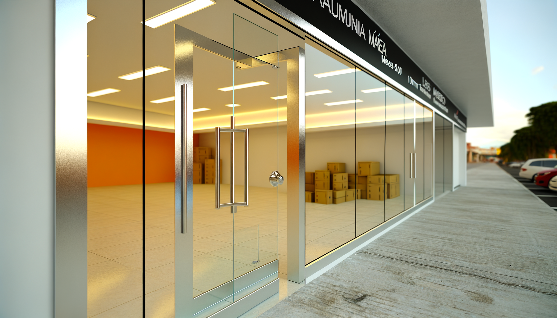 Diseño innovador de locales con estructuras de aluminio y vidrio