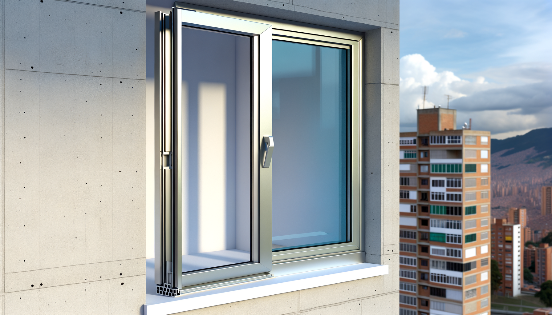 Ventanas térmicas de aluminio en construcción moderna