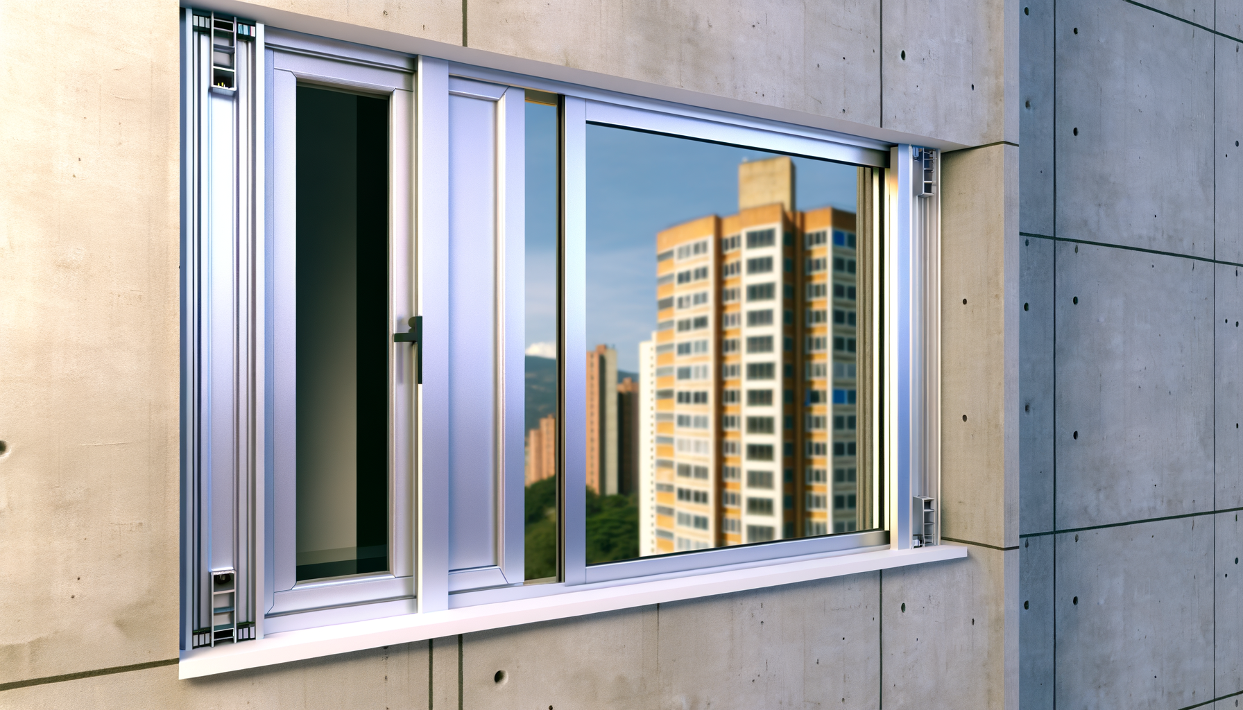Ventanería de aluminio y vidrio en oficina moderna de Bogotá