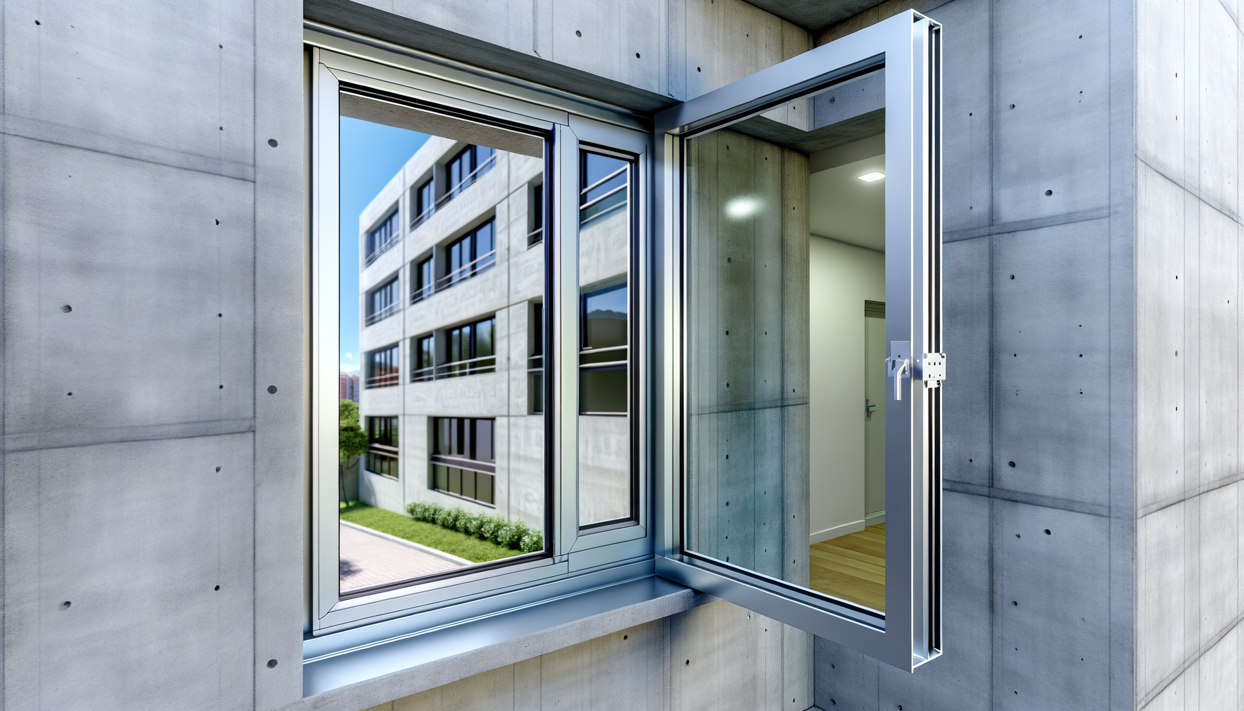 Ventanas de aluminio con rotura térmica en edificio moderno de Bogotá.