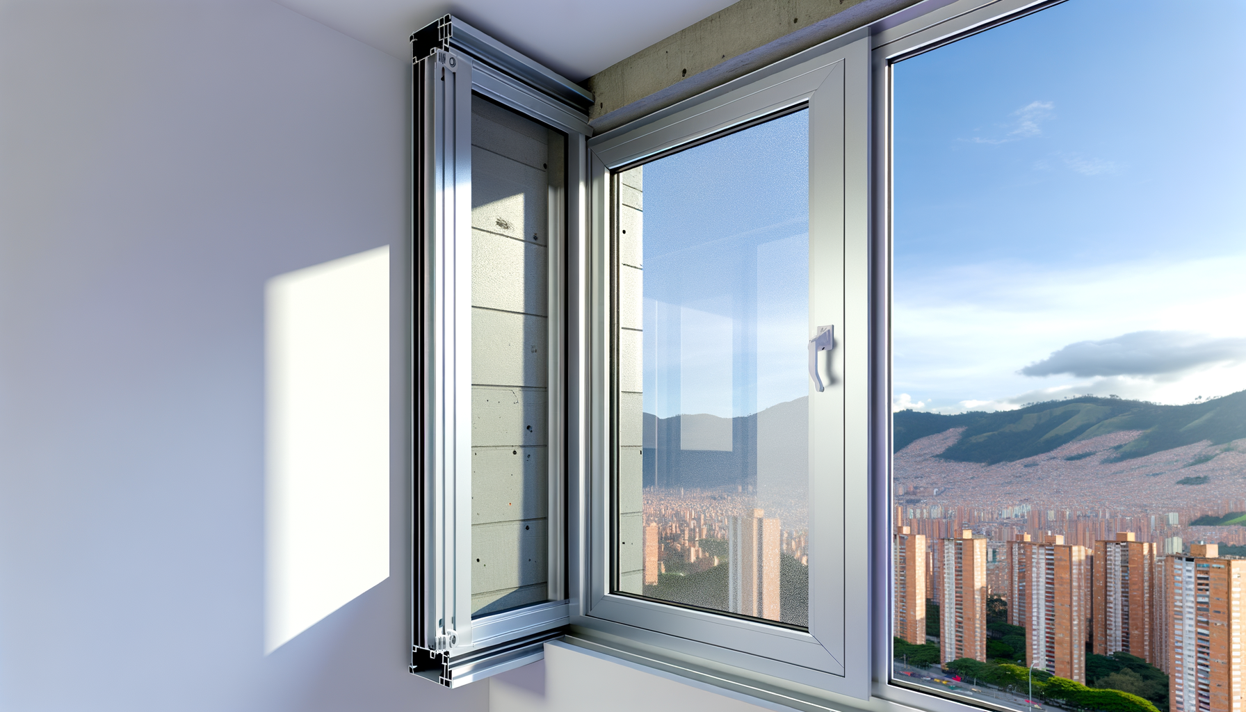 Ventanería de aluminio y vidrio en proyecto de construcción en Bogotá