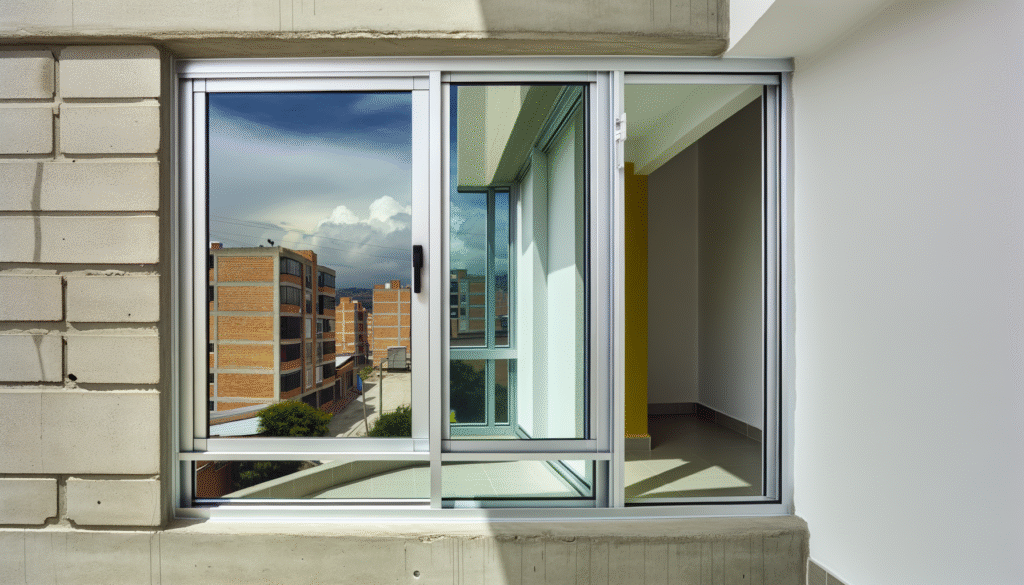 Ventanas de aluminio con rotura térmica en construcción moderna