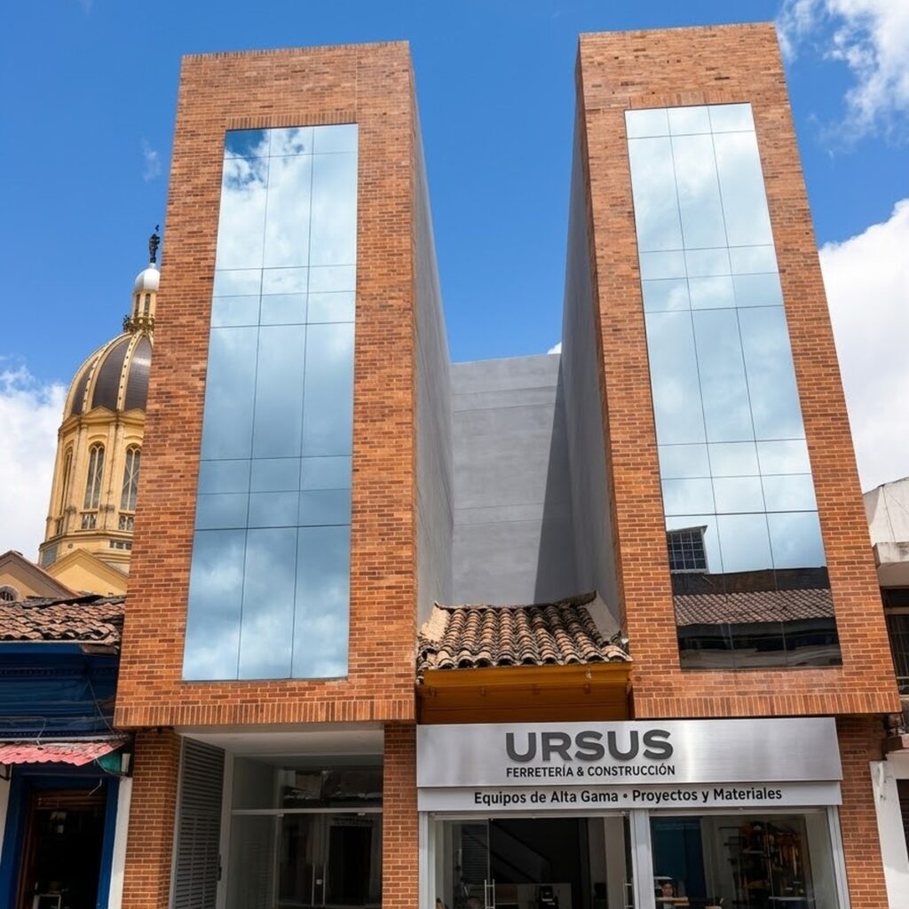 Fachada en aluminio y vidrio reflectivo fabricada e instalada por JH en Bogotá
